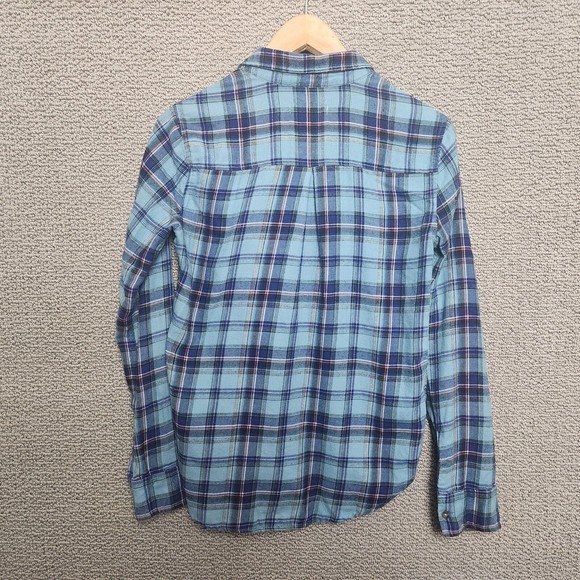 HOLLISTER Women's Blue Green Plaid Long Sleeve 3/4 Button Down Shirt Size XS - Picture 4 of 6
